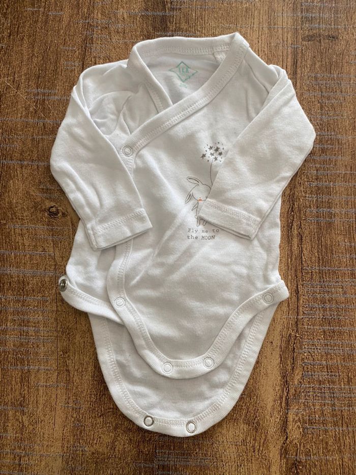 Lot de 3 bodies cache coeur taille 1 mois Tex - photo numéro 6