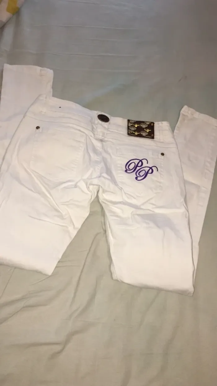 Jean / pantalon slim blanc - photo numéro 6