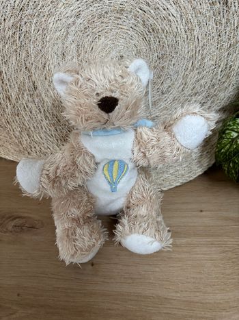 Neuf doudou ours beige blanc montgolfière bengy