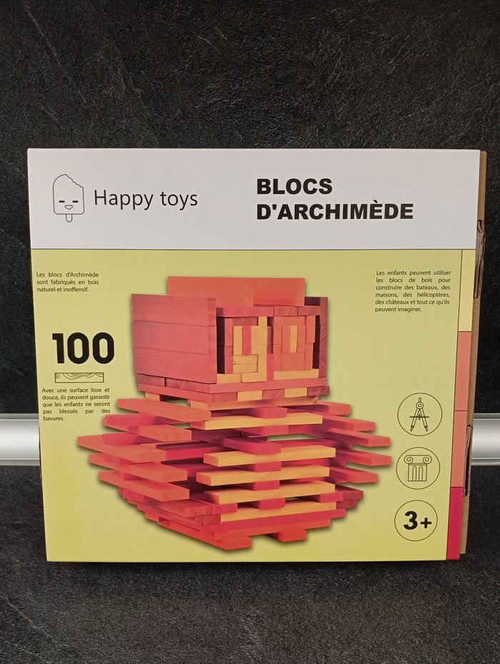 100 blocs d'Archimède en bois happy toys