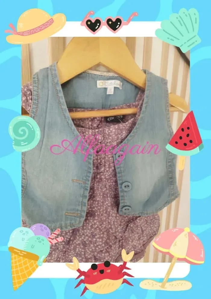 Ensemble blouse et Boléro jean 6mois - photo numéro 4