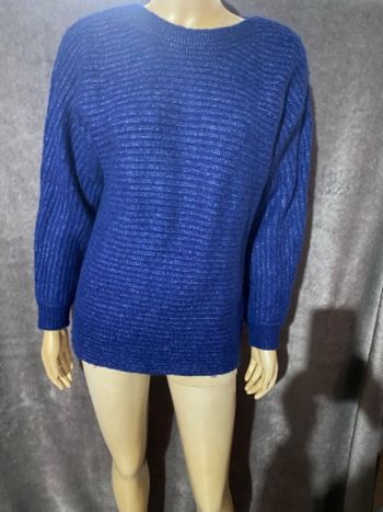Pull bleu et blanc en laine taille M