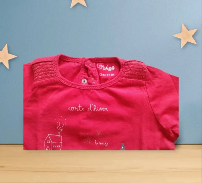 Tee-shirt fille manches longues 12 mois kimbaloo - photo numéro 3