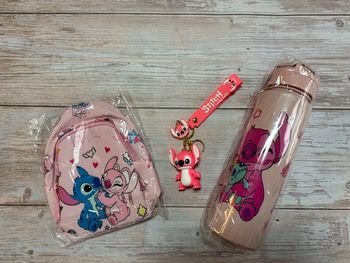 Stitch lot sac+gourde+ porte-clés 