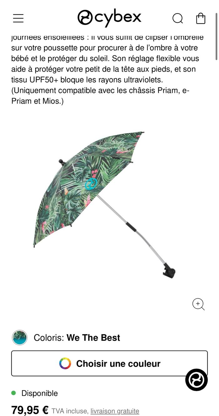 Parapluie ombrelle parasol cybex neuf