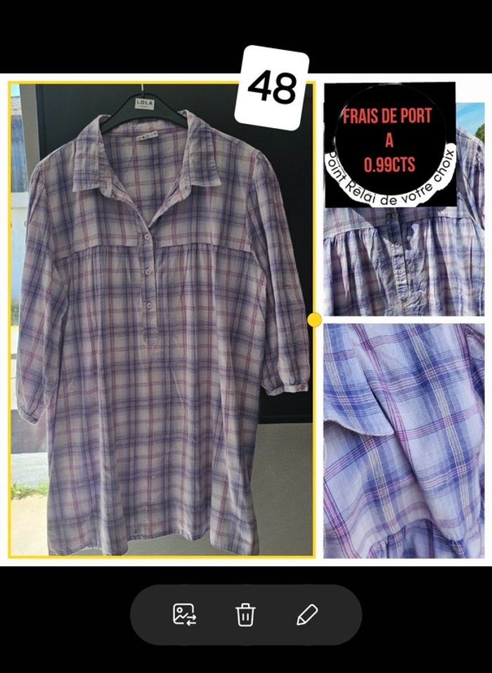 blouse / chemisier carreau violet
Taille 48 - femme