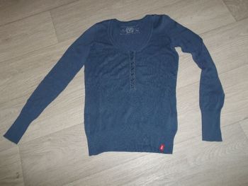 Pull ESPRIT bleu moyen léger boutons taille XS TBE