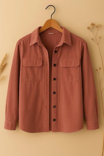 🌸 Sur chemise vieux rose effet velours côtelé 🌸