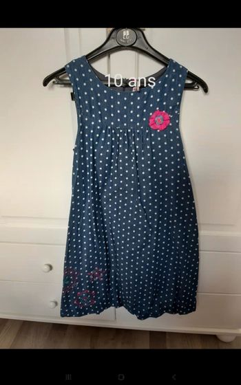 Robe bleu à pois mi longue