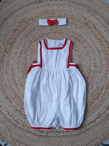 Barboteuse blanche et rouge avec bandeau Kids Minis 74 cm