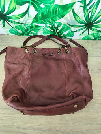 Sac à main Abaco bordeaux, très bon état en cuir 30X46 cm