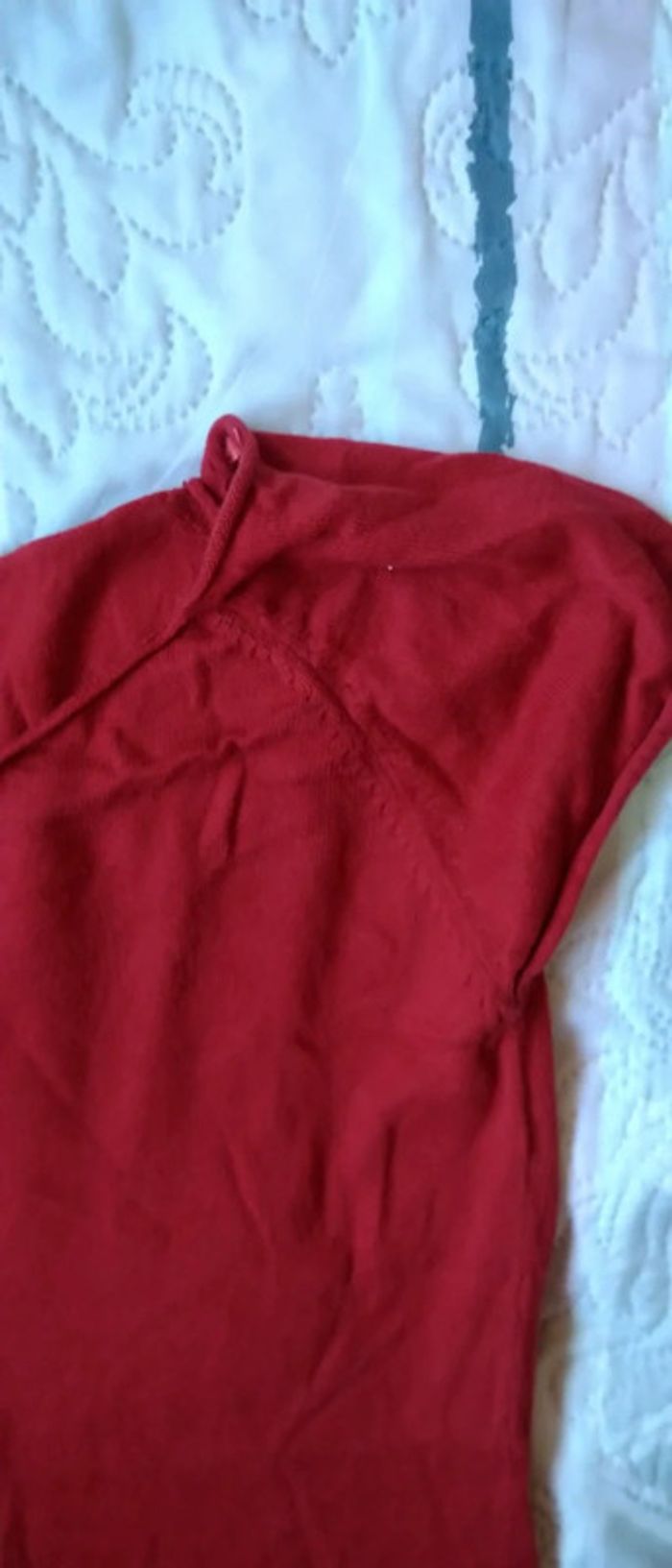 Pull manches courtes col rond rouge femme L mim - photo numéro 7