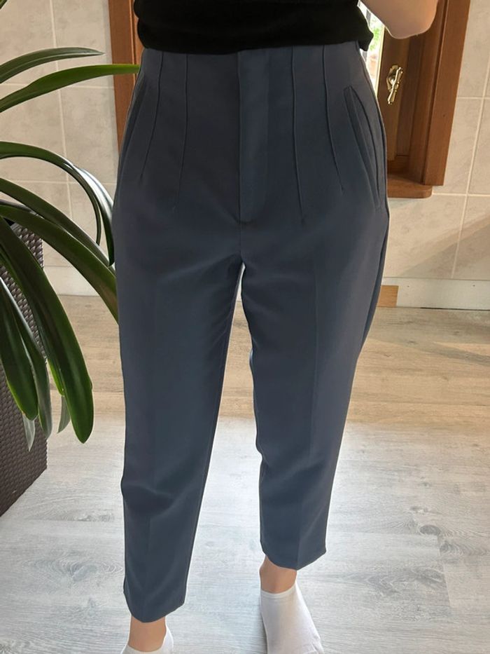 Pantalon taille haute bleu foncé XS Zara - photo numéro 2
