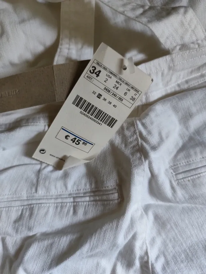 Salopette denim stretch blanc Stradivarius 34 neuve - photo numéro 2
