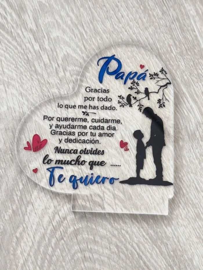 Plaque cœur " PAPA " en espagnol - photo numéro 3