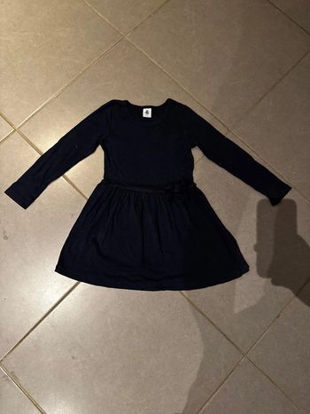 Robe / Tunique manches longues avec noeud à la taille- Petit Bateau - Pois - Bleu marine- 6 ans