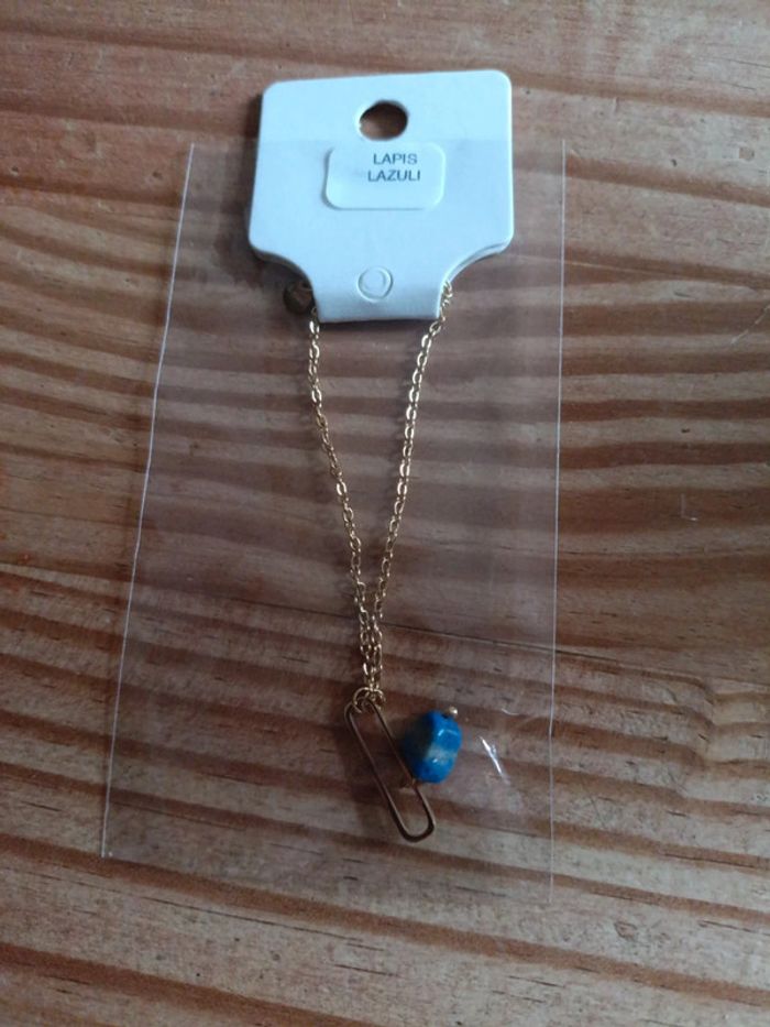 Bracelet trombone pierre naturelle lapis