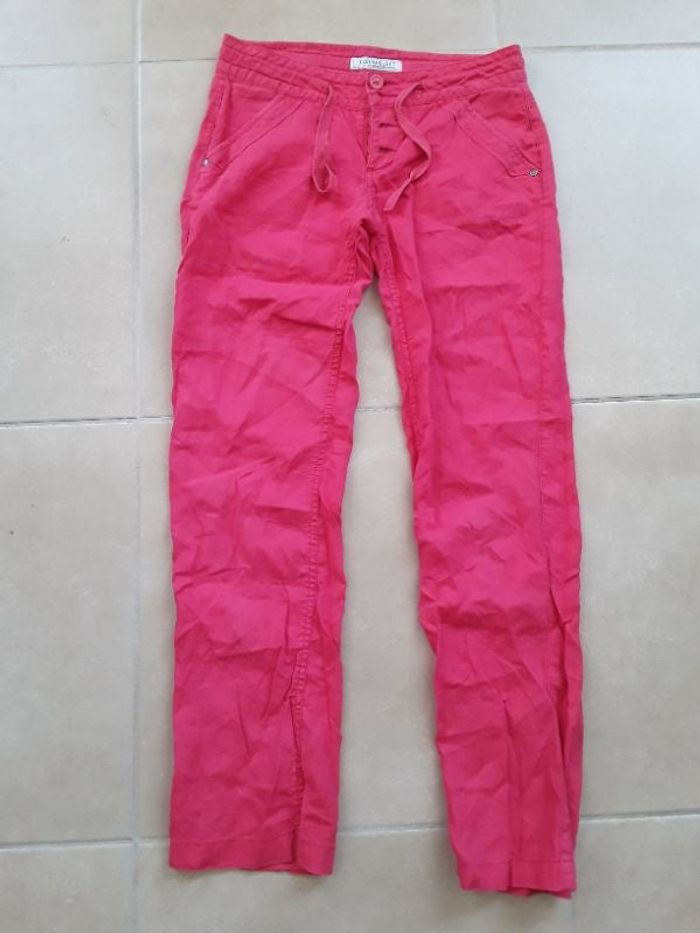 Pantalon lin fuschia 36 CLOCKHOUSE CA TBE