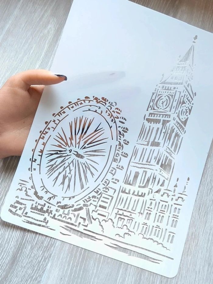 Grand Pochoir A4 Big Ben, la tour horloge du palais de Westminster - photo numéro 2