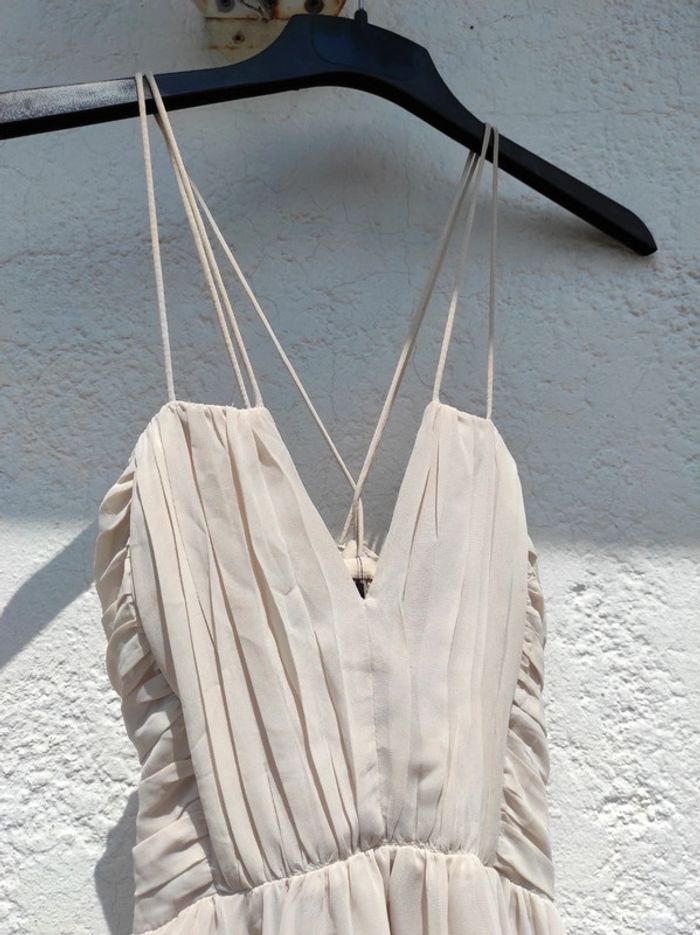 Robe de soirée cocktail drapée h&m beige - photo numéro 2
