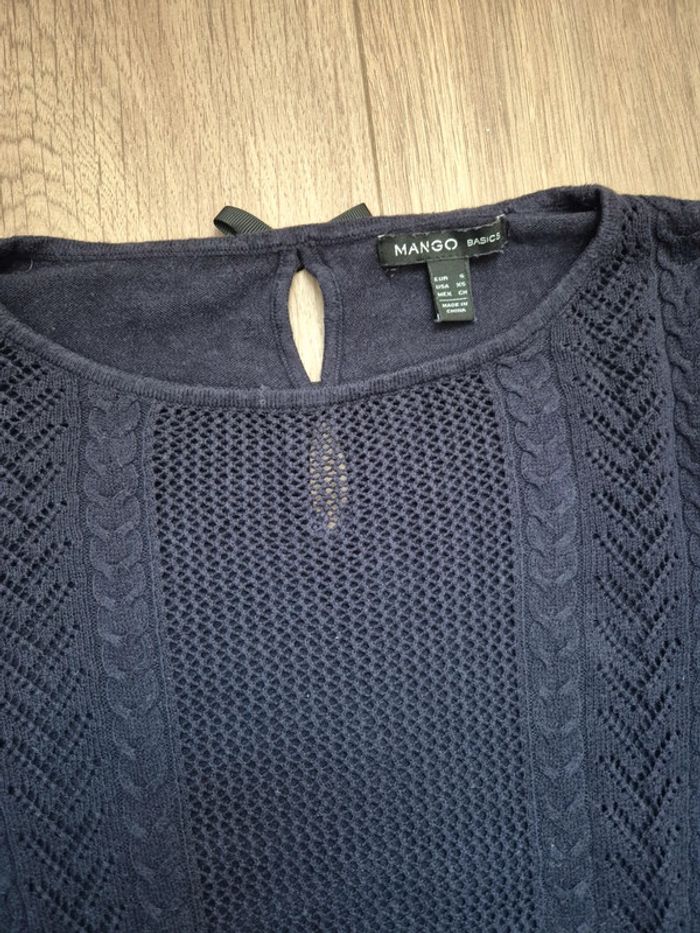 Pull crochet bleu marine mango - photo numéro 2