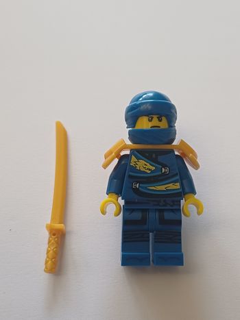 Figurine Style LEGO Ninjago Bleu (Jay) avec Katana Or