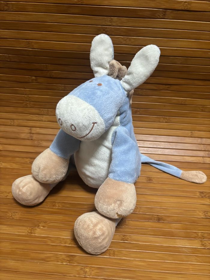 Doudou ane paco bleu blanc marron 38 cm noukie’s - photo numéro 2