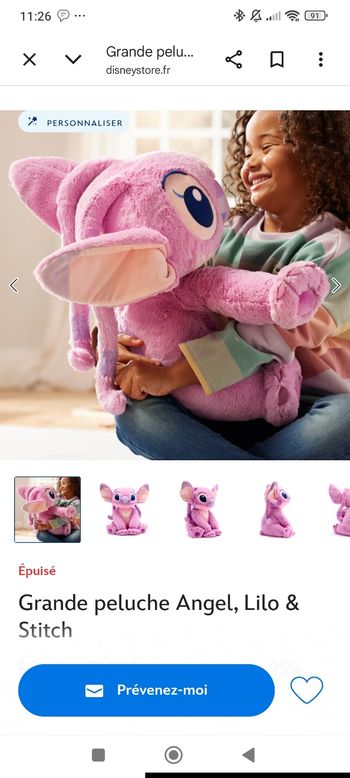 Grande peluche Angel Disney store neuve et trousse en cadeau 