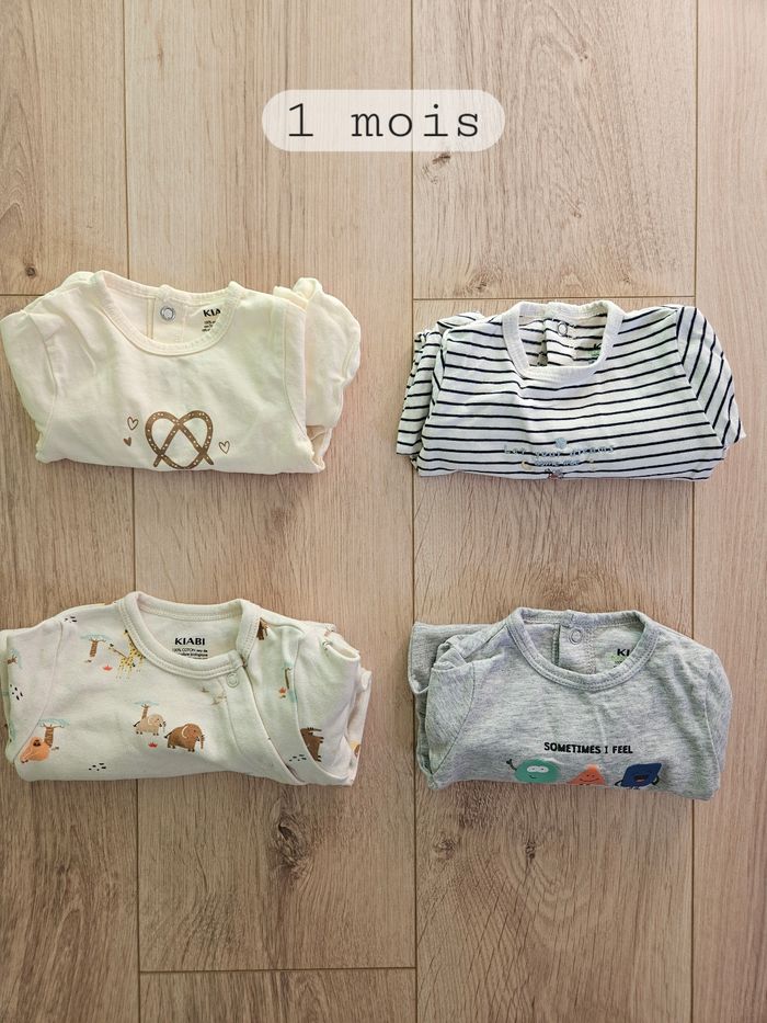 Lot de 4 pyjamas légers manches longues - 1 mois