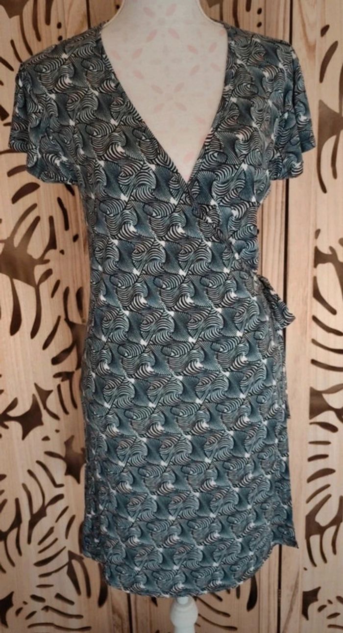Robe fluide portefeuille - Imprimé graphique - Taille M Gémo - photo numéro 2