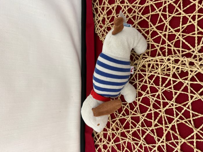 Peluche chien JACADI marinière bleu blanc rouge - photo numéro 2