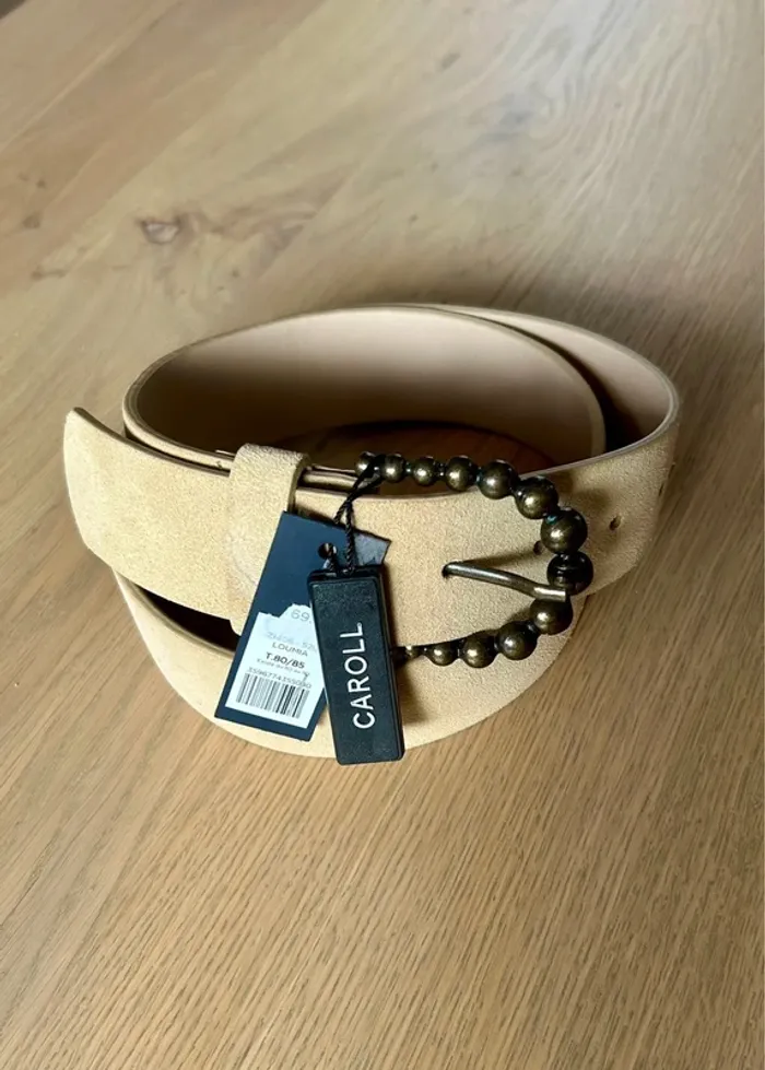 Ceinture Caroll en daim beige – Modèle Loumia