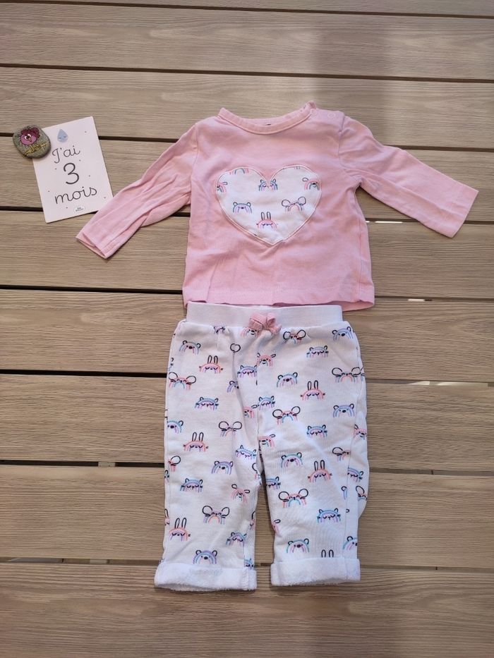 Ensemble Rose et blanc 3 mois