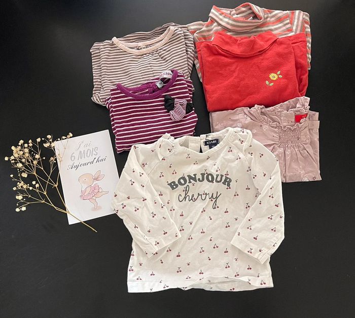 Lot 6 tee-shirts manches longues 6M