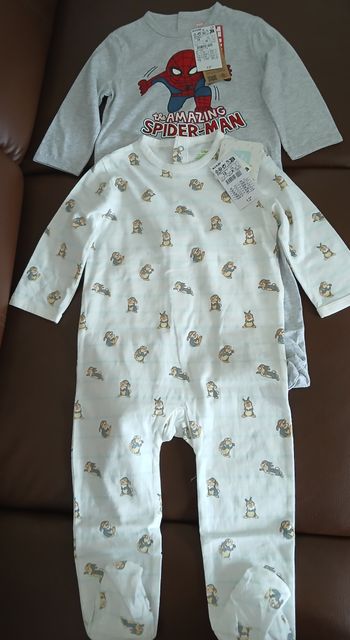 lot de deux pyjamas en coton garcon panpan disney et spiderman 18 mois 