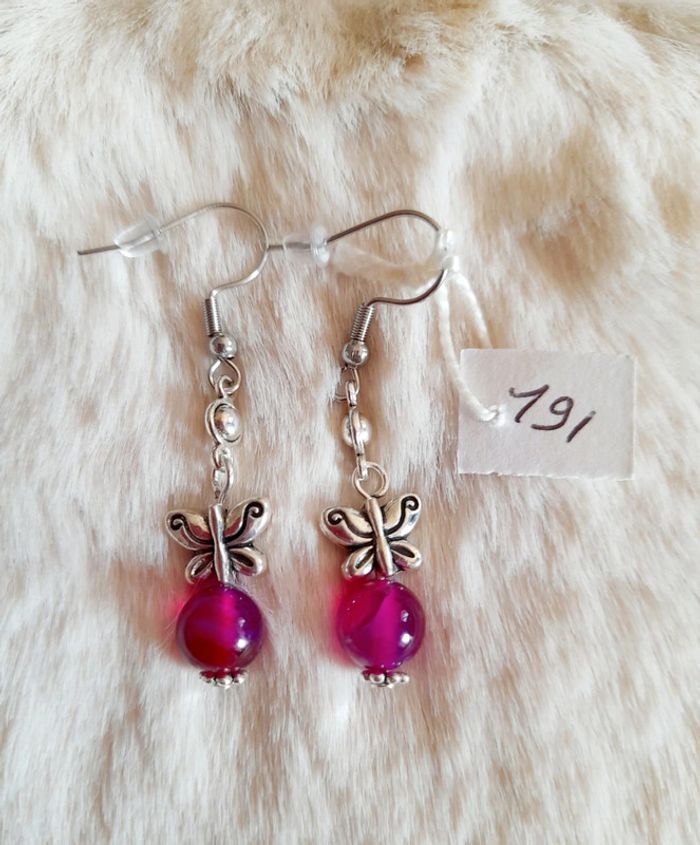 Boucles d'oreilles papillon fuschia