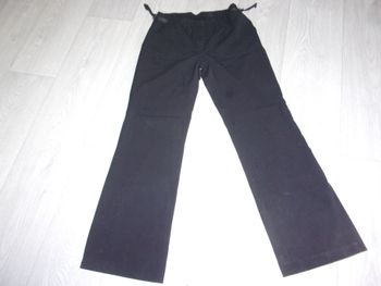 Pantalon LA MODE EST A VOUS noir décos rubans cotés taille 36 TBE