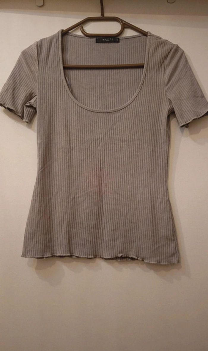 Tee shirt gris velours côtelé