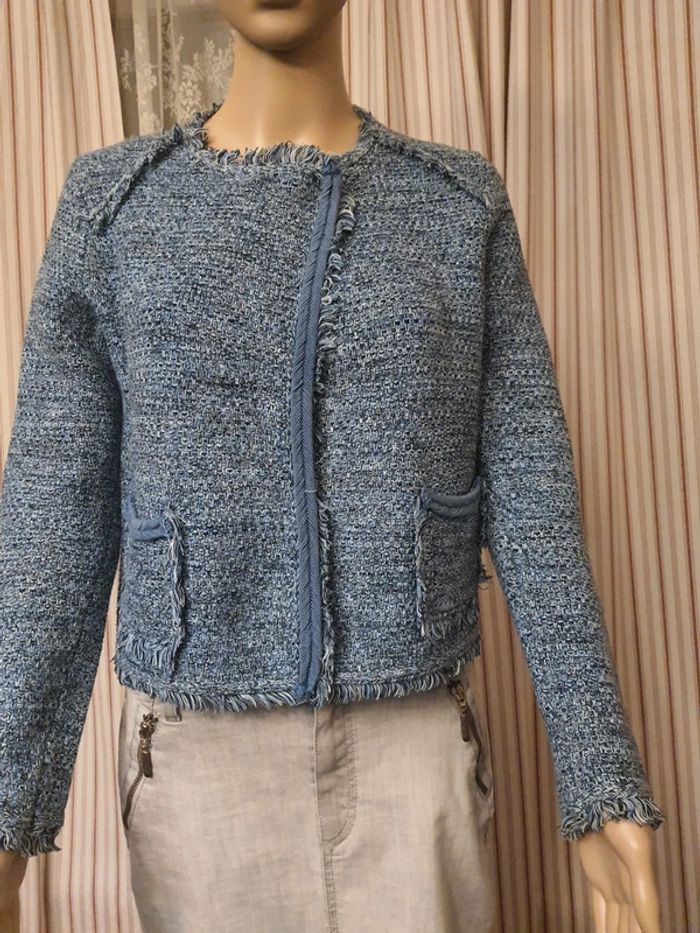Gilet/veste Stefanel taille S bleu/blanc - photo numéro 5