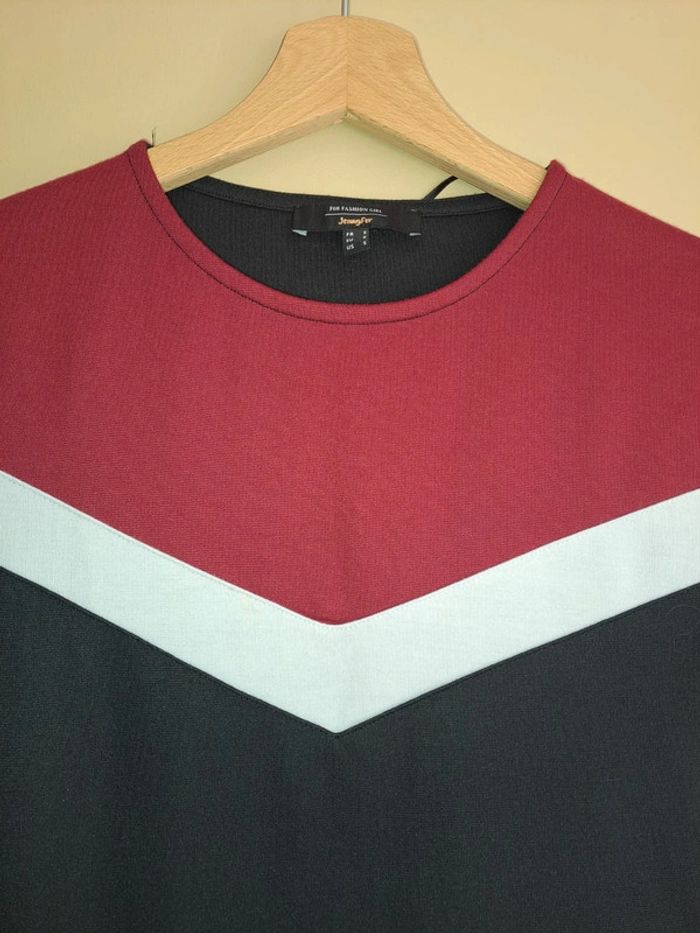 Jolie robe femme Jennyfer S bordeaux blanc et noir tbe - photo numéro 4