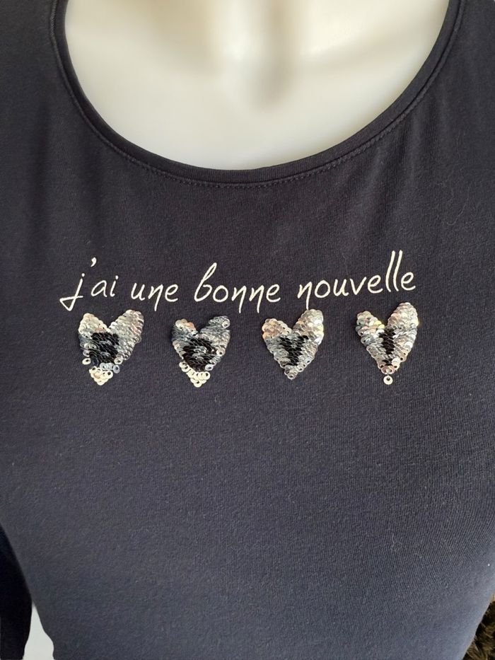 T-shirt manches longue bleu foncé grossesse T36/S - photo numéro 3