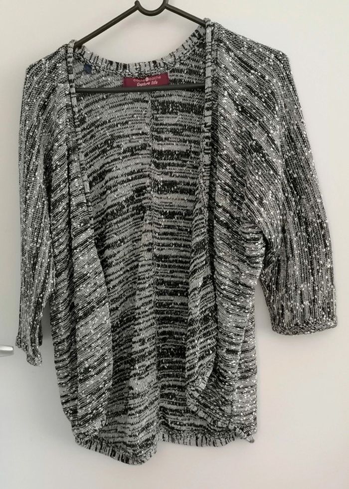 Veste légère en mailles bleu marine blanc Taille S/M Cache cache - photo numéro 9