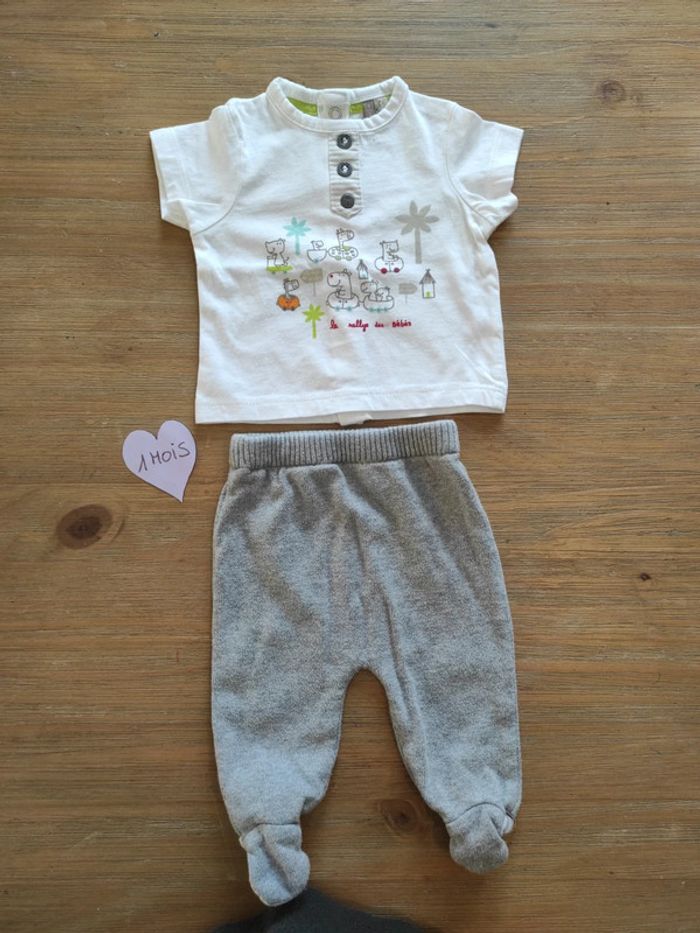 Ensemble jogging et t-shirt animaux mixte 1 mois