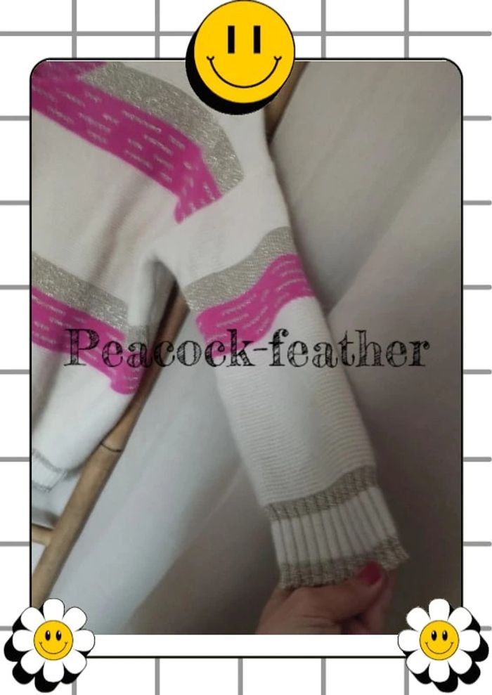 Pull rayé beige rose doré TU - photo numéro 4
