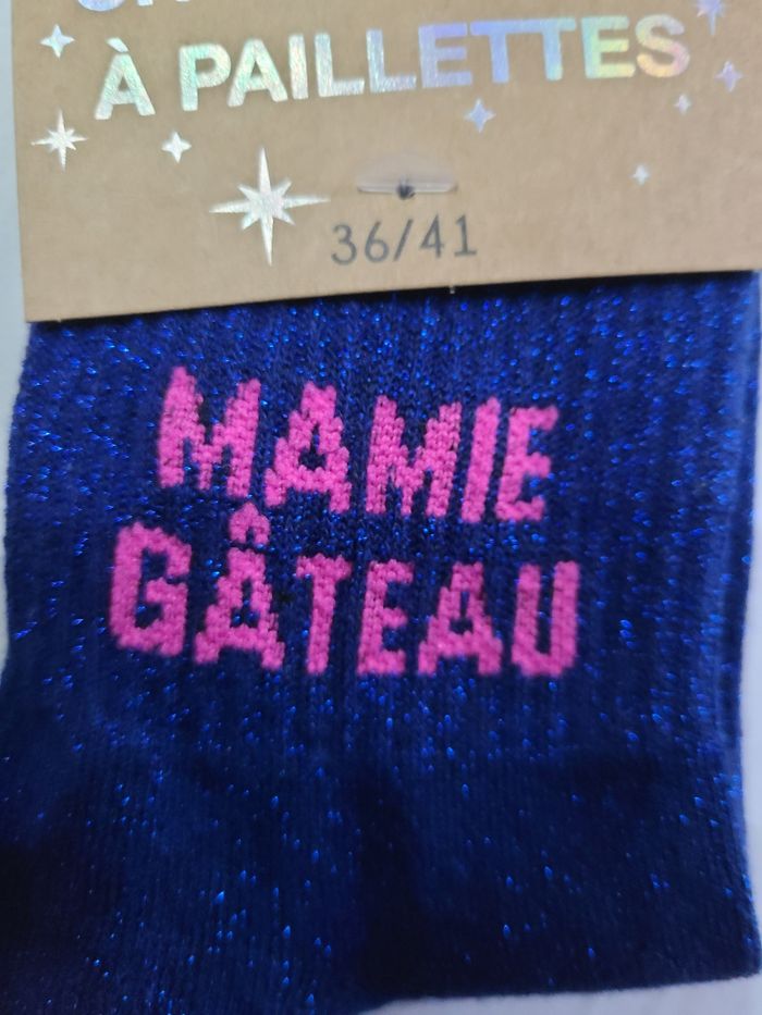 Chaussettes à paillettes taille 36 à 41  "mamie gâteau" - photo numéro 2