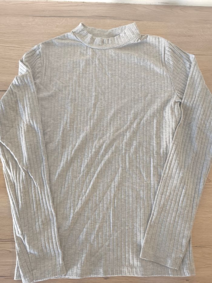 Tee-shirt manches longues sous pull col roulé XS 14 ans - photo numéro 2
