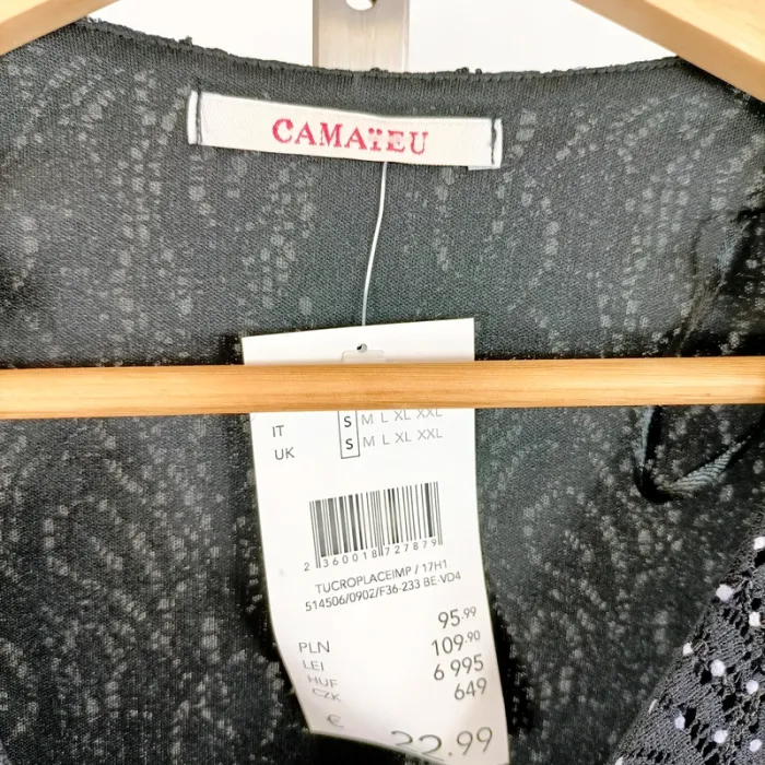 Haut noir à pois Camaïeu – Taille S (36 EU) A709 - photo numéro 4
