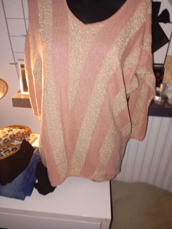 Pull femme rose et doré 38 - photo numéro 2