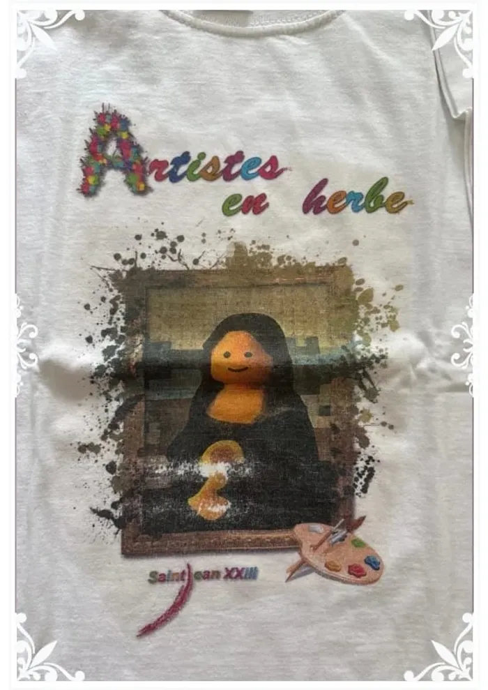🎨 T-shirt “Artistes en herbe” Taille 8 ans Édition Mona Lisa remixée ! 🎨 - photo numéro 3