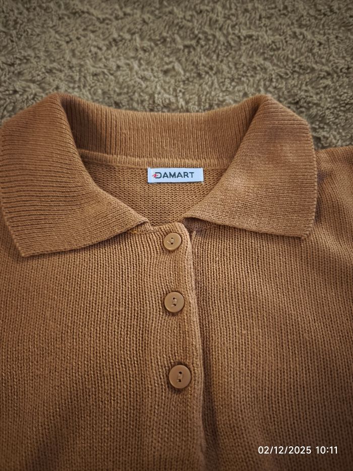 🌿 Joli pull moutarde col chemise - photo numéro 7